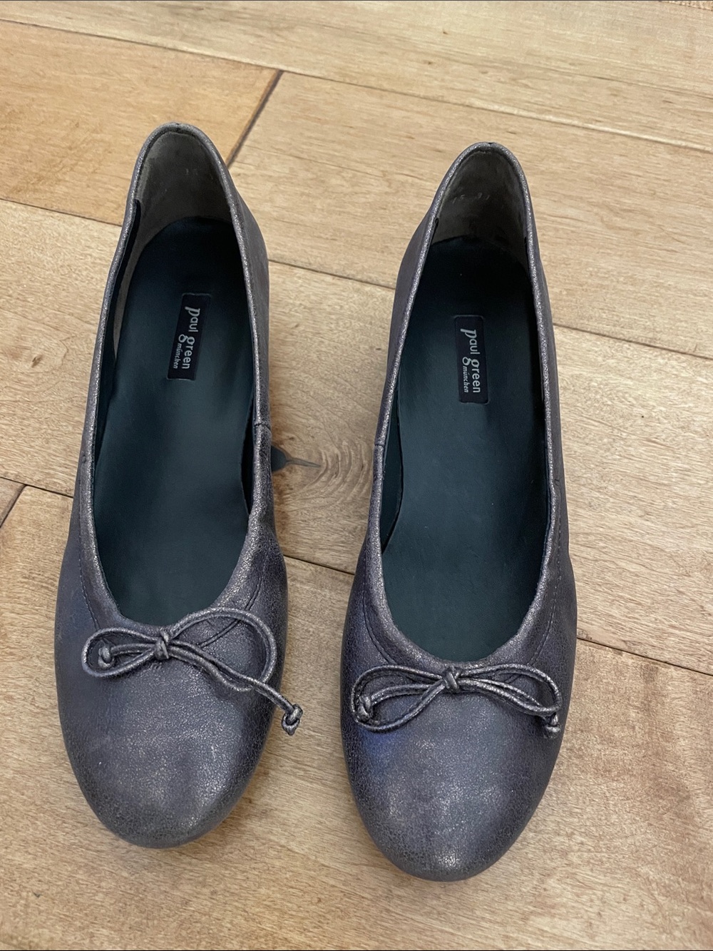 Paul Green Shimmery Pewter Ballet wedges